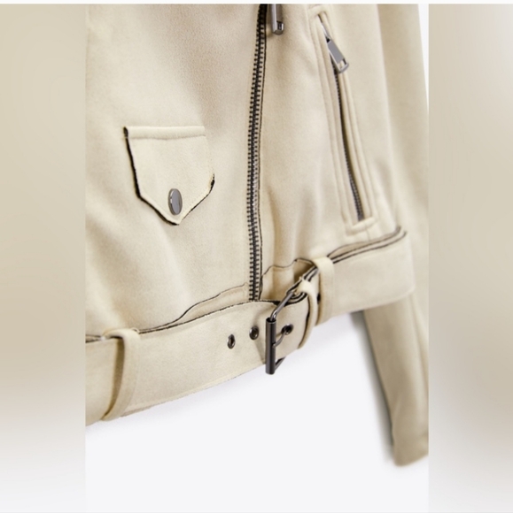 NWOT ZARA FAUX LEATHER MOTO JACKET- Size medium - Picture 5 of 7